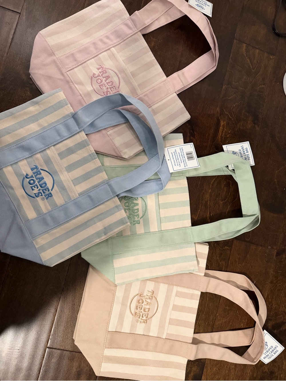 Trader Joe’s Pastel Stripe Tote Bag - Light Pink, Blue, Mint and NWT all 4 bags - Picture 4 of 4